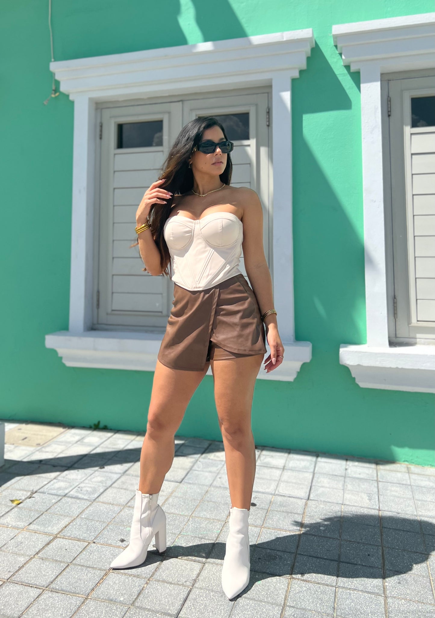 Cream Leather Top