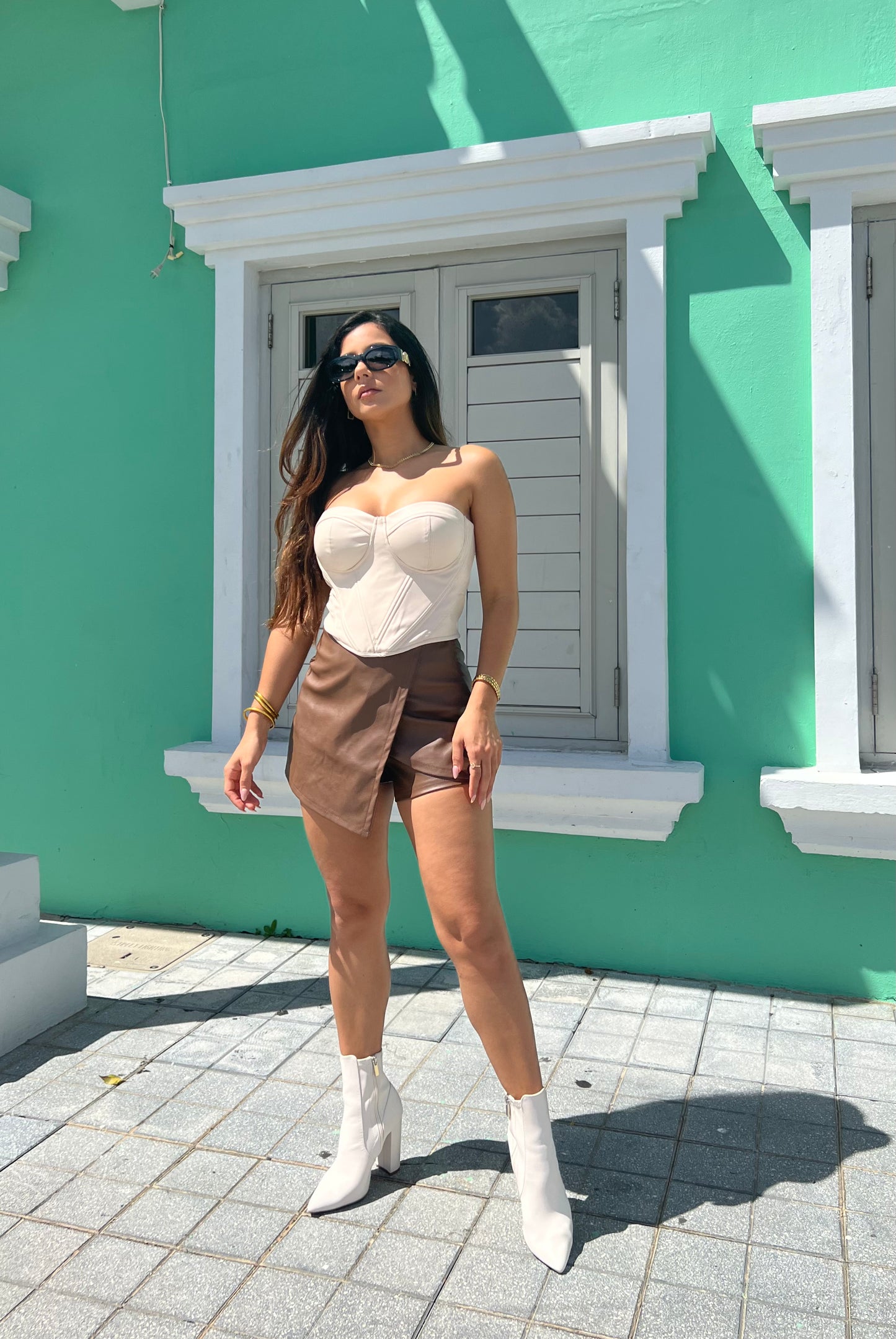 Cream Leather Top