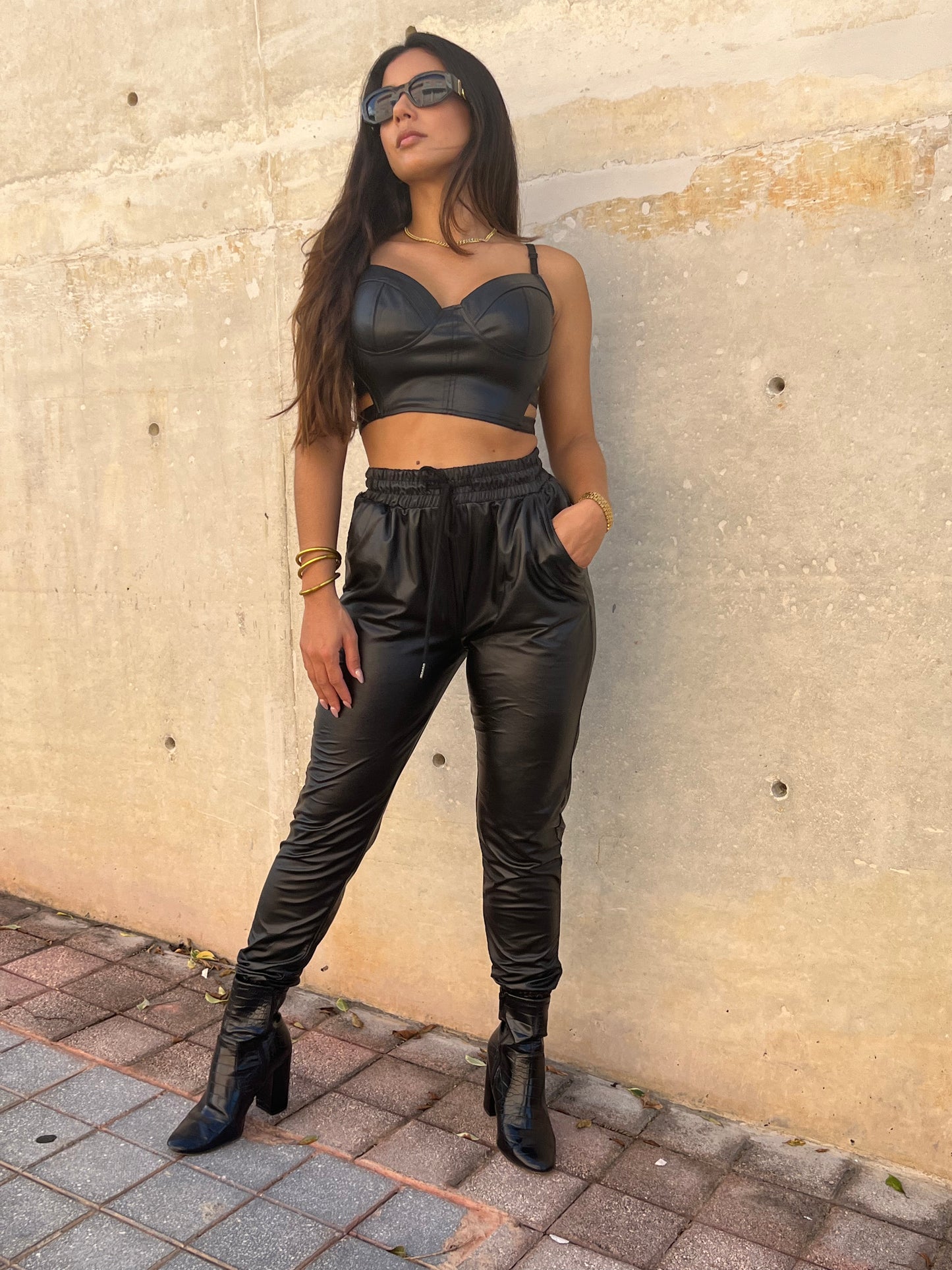 Black leather Top